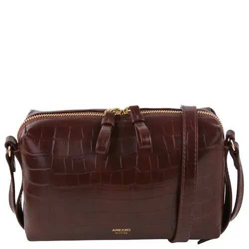BOLSA PEQUENA CROCO AREZZO MARROM