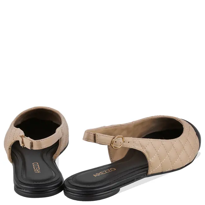 SAPATILHA MATELASSÊ SLINGBACK AREZZO BEGE