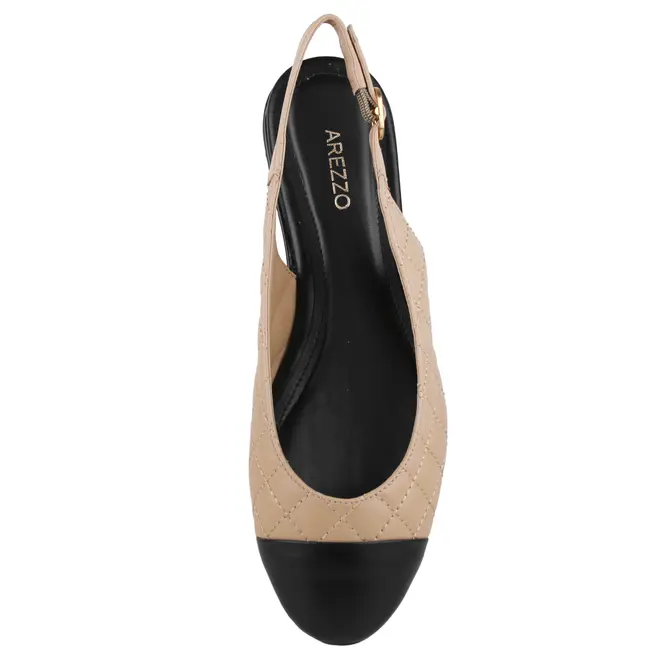 SAPATILHA MATELASSÊ SLINGBACK AREZZO BEGE