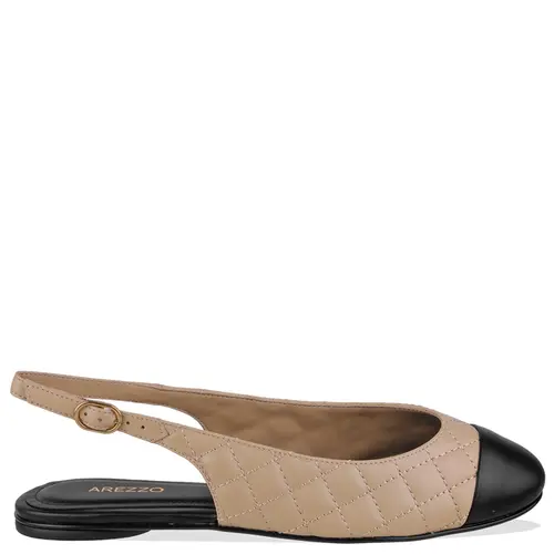 SAPATILHA MATELASSÊ SLINGBACK AREZZO BEGE