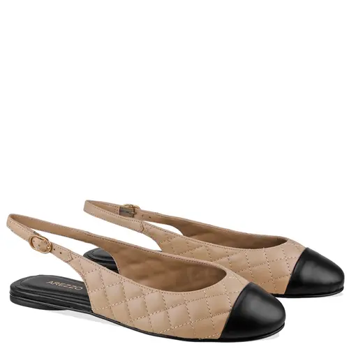 SAPATILHA MATELASSÊ SLINGBACK AREZZO BEGE
