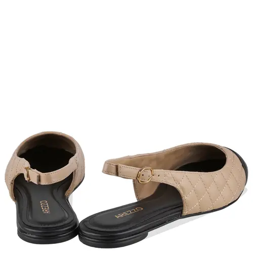 SAPATILHA MATELASSÊ SLINGBACK AREZZO BEGE