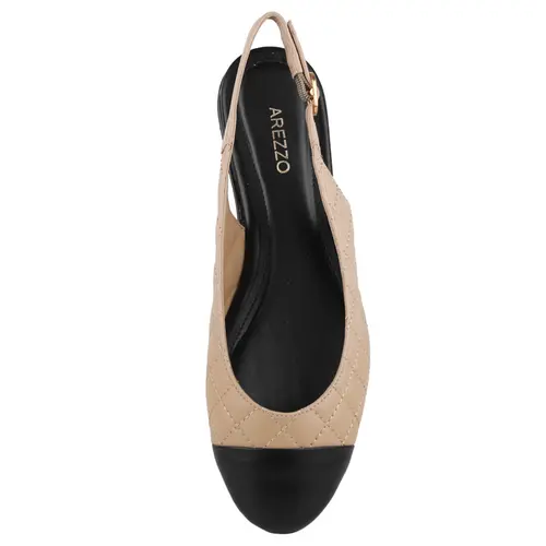 SAPATILHA MATELASSÊ SLINGBACK AREZZO BEGE