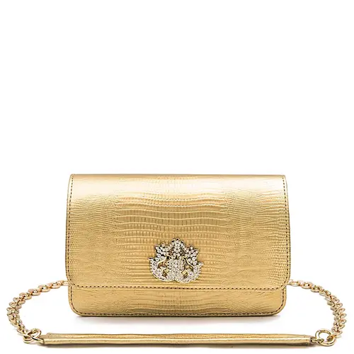 BOLSA CARTEIRA FOREVER NEW CROCO ISLA DOURADO