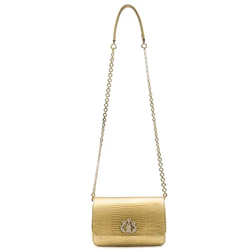 BOLSA CARTEIRA FOREVER NEW CROCO ISLA DOURADO