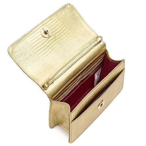 BOLSA CARTEIRA FOREVER NEW CROCO ISLA DOURADO