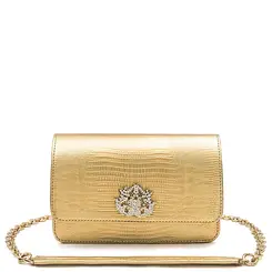BOLSA CARTEIRA FOREVER NEW CROCO ISLA DOURADO