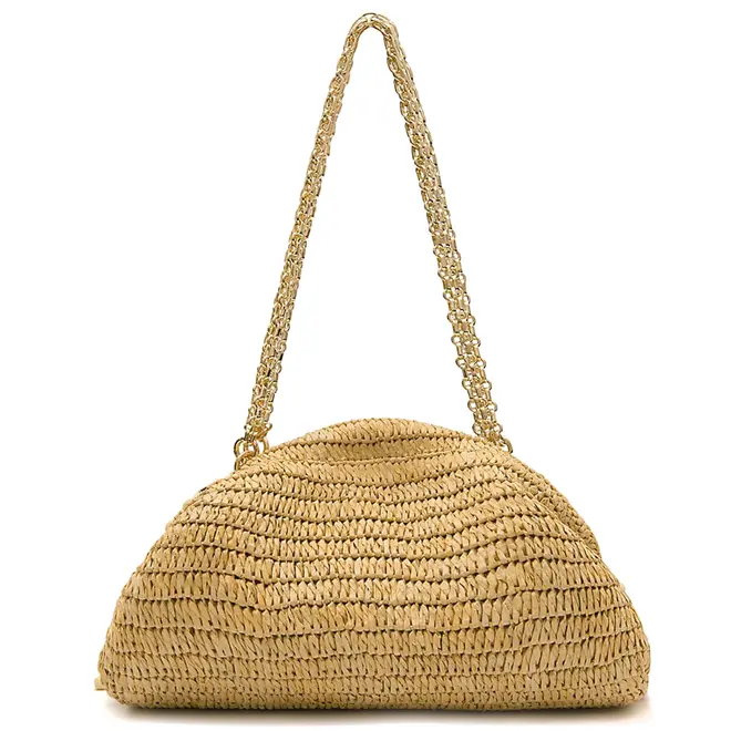 BOLSA POUCH CAPRI RAFIA ISLA BEGE