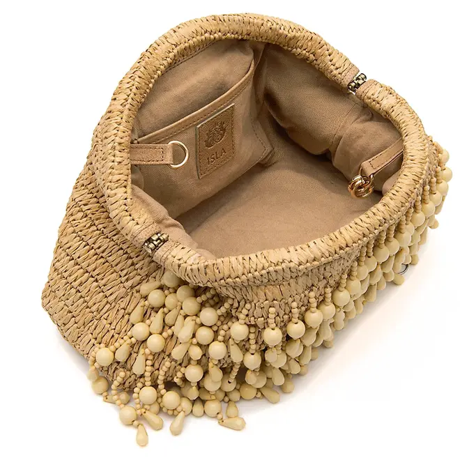 BOLSA POUCH CAPRI RAFIA ISLA BEGE
