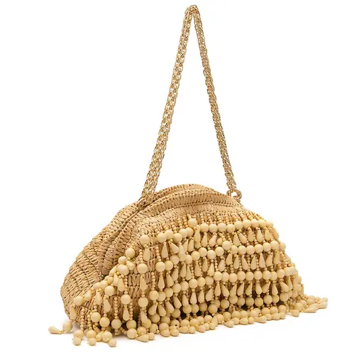BOLSA POUCH CAPRI RAFIA ISLA BEGE