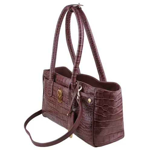 BOLSA MÉDIA TOTE CROCO SCHUTZ MARROM