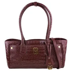 BOLSA MÉDIA TOTE CROCO SCHUTZ MARROM