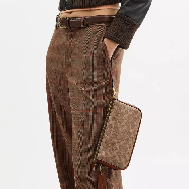 BOLSA COACH NEW YORK PLAZA SIGNATURE MARROM