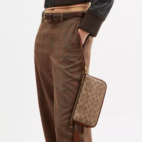 BOLSA COACH NEW YORK PLAZA SIGNATURE MARROM