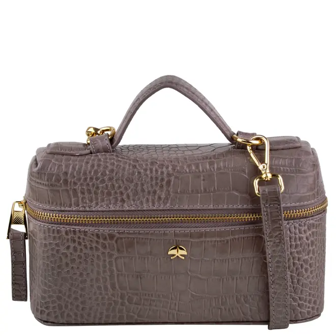 BOLSA PEQUENA VANITY CROCO LUIZA BARCELOS CINZA