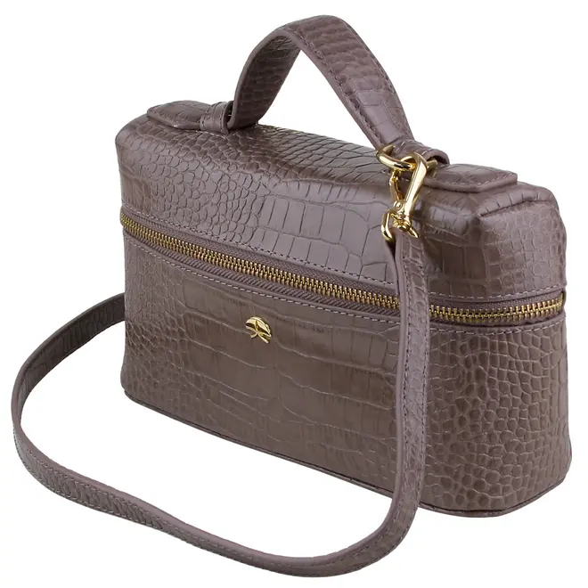 BOLSA PEQUENA VANITY CROCO LUIZA BARCELOS CINZA