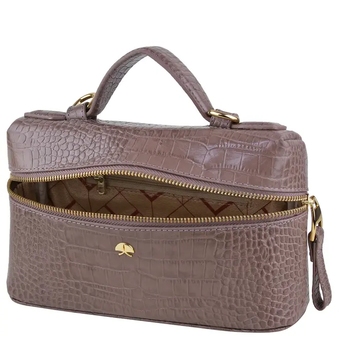 BOLSA PEQUENA VANITY CROCO LUIZA BARCELOS CINZA