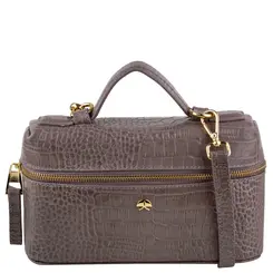 BOLSA PEQUENA VANITY CROCO LUIZA BARCELOS CINZA