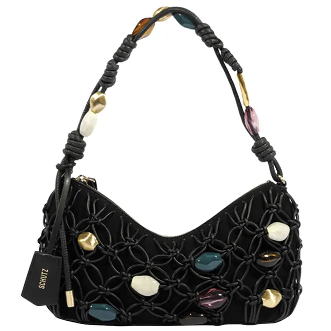 BOLSA PEQUENA DEE BRAIDED SCHUTZ PRETO
