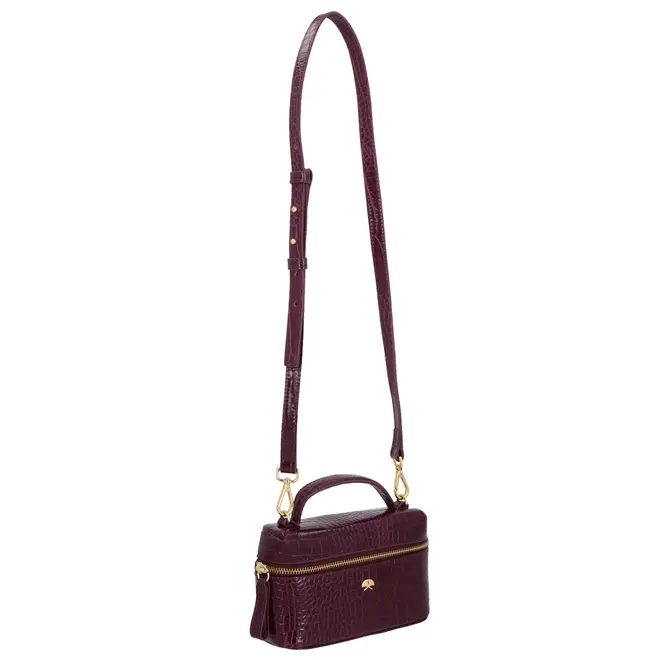 BOLSA PEQUENA VANITY CROCO LUIZA BARCELOS VINHO