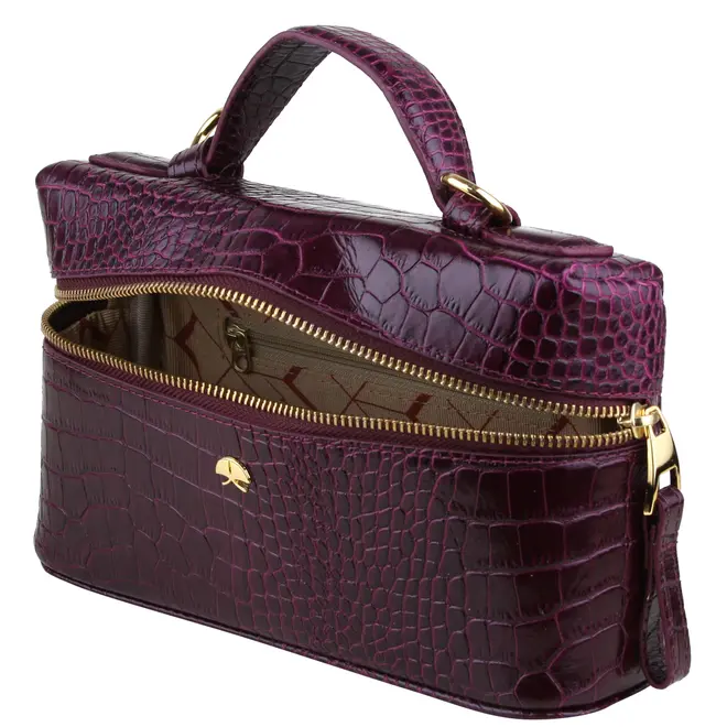 BOLSA PEQUENA VANITY CROCO LUIZA BARCELOS VINHO