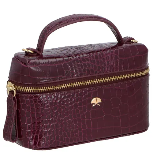 BOLSA PEQUENA VANITY CROCO LUIZA BARCELOS VINHO