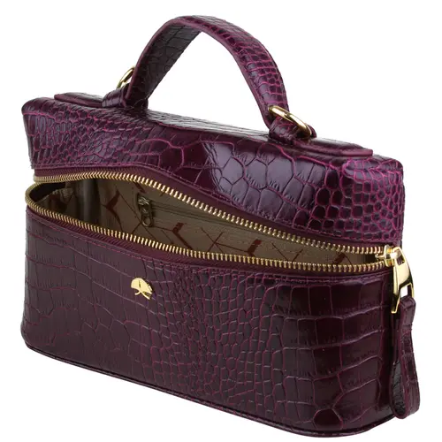 BOLSA PEQUENA VANITY CROCO LUIZA BARCELOS VINHO