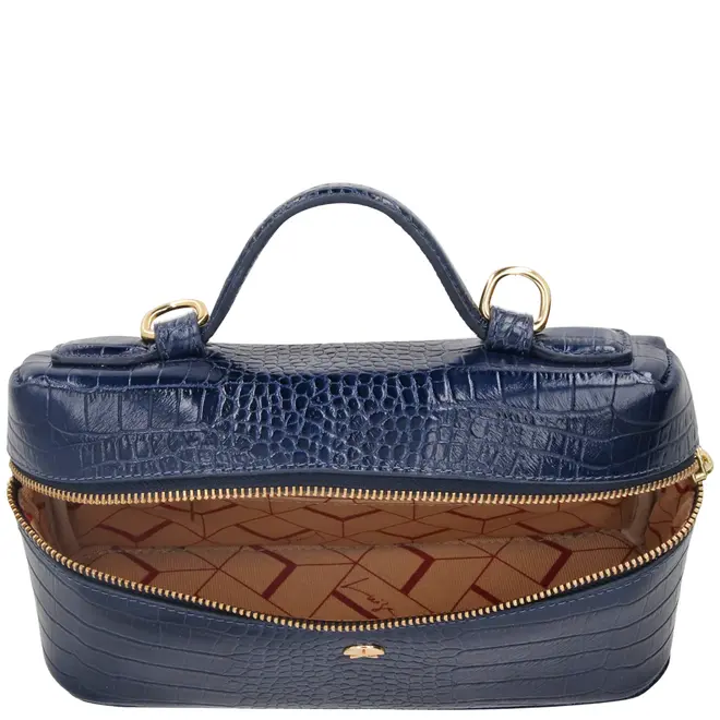 BOLSA PEQUENA VANITY CROCO LUIZA BARCELOS AZUL