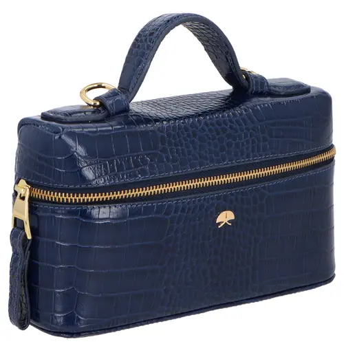 BOLSA PEQUENA VANITY CROCO LUIZA BARCELOS AZUL