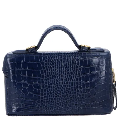 BOLSA PEQUENA VANITY CROCO LUIZA BARCELOS AZUL