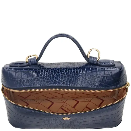 BOLSA PEQUENA VANITY CROCO LUIZA BARCELOS AZUL