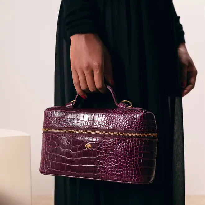 BOLSA PEQUENA VANITY CROCO LUIZA BARCELOS VINHO