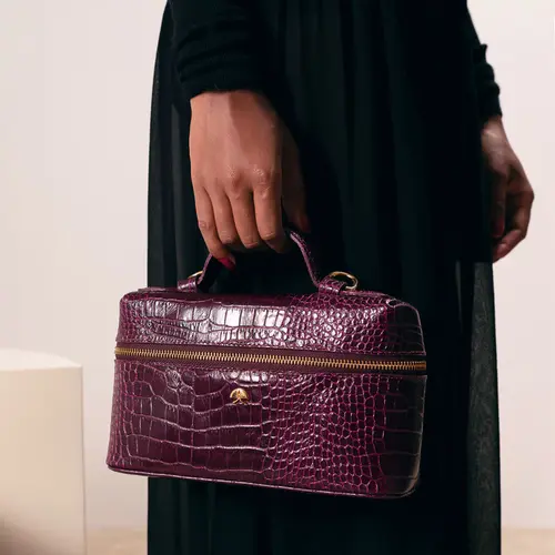 BOLSA PEQUENA VANITY CROCO LUIZA BARCELOS VINHO