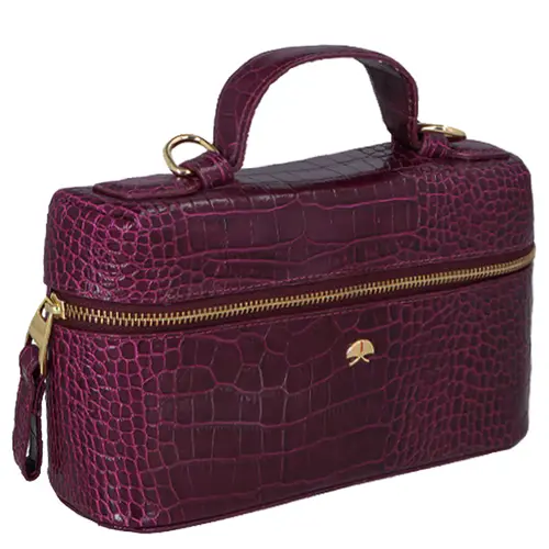 BOLSA PEQUENA VANITY CROCO LUIZA BARCELOS VINHO
