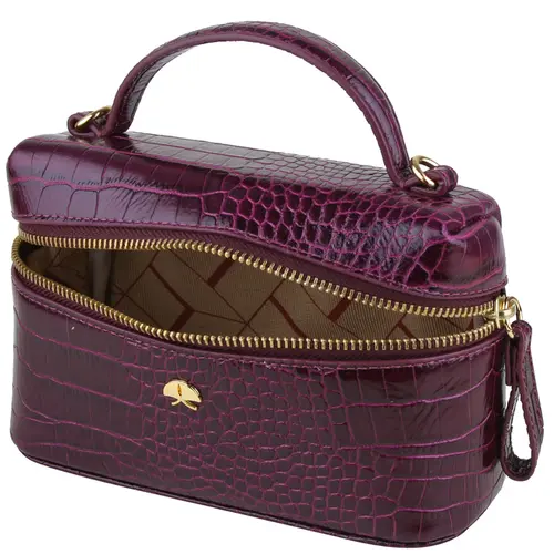 BOLSA PEQUENA VANITY CROCO LUIZA BARCELOS VINHO