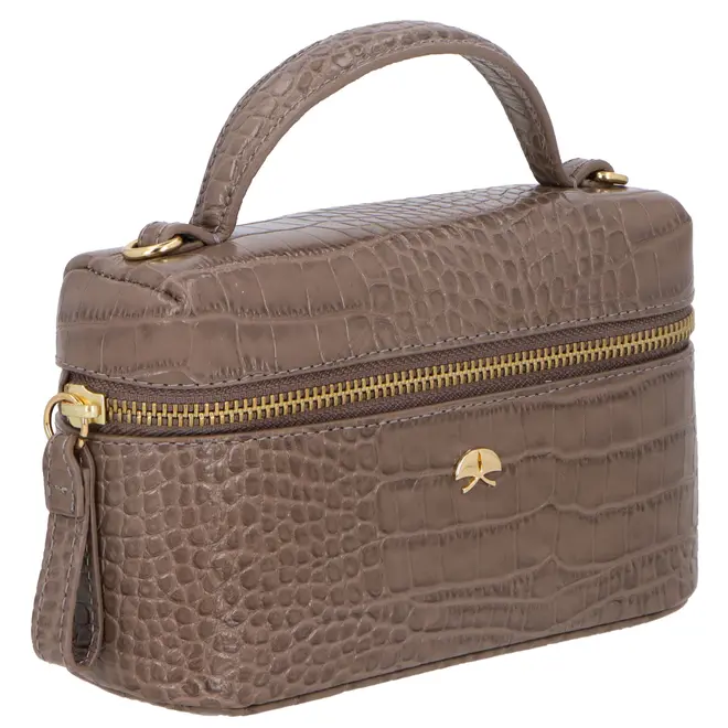 BOLSA PEQUENA VANITY CROCO LUIZA BARCELOS CINZA