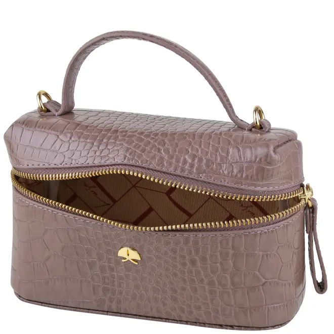 BOLSA PEQUENA VANITY CROCO LUIZA BARCELOS CINZA