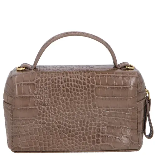 BOLSA PEQUENA VANITY CROCO LUIZA BARCELOS CINZA
