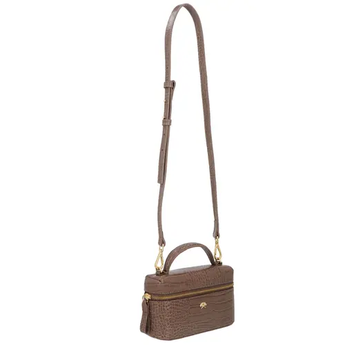 BOLSA PEQUENA VANITY CROCO LUIZA BARCELOS CINZA