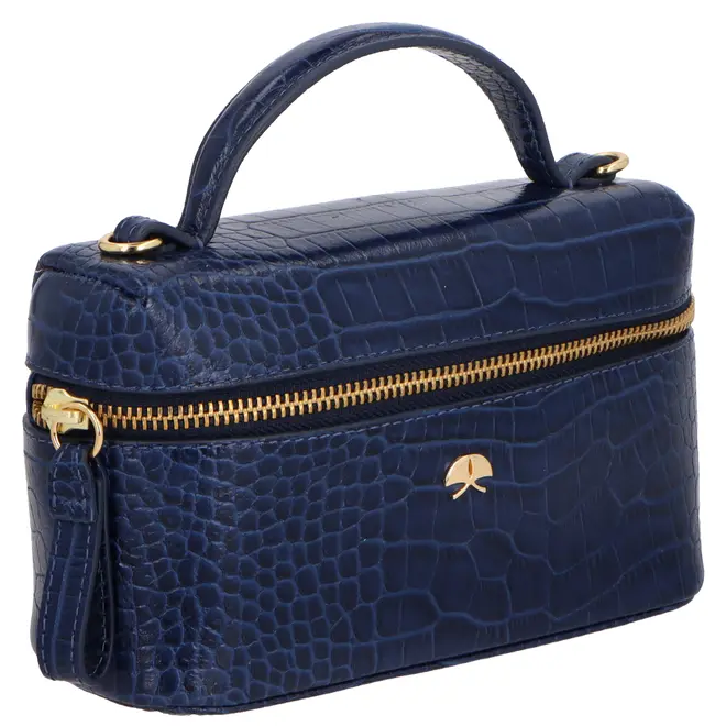 BOLSA PEQUENA VANITY CROCO LUIZA BARCELOS AZUL