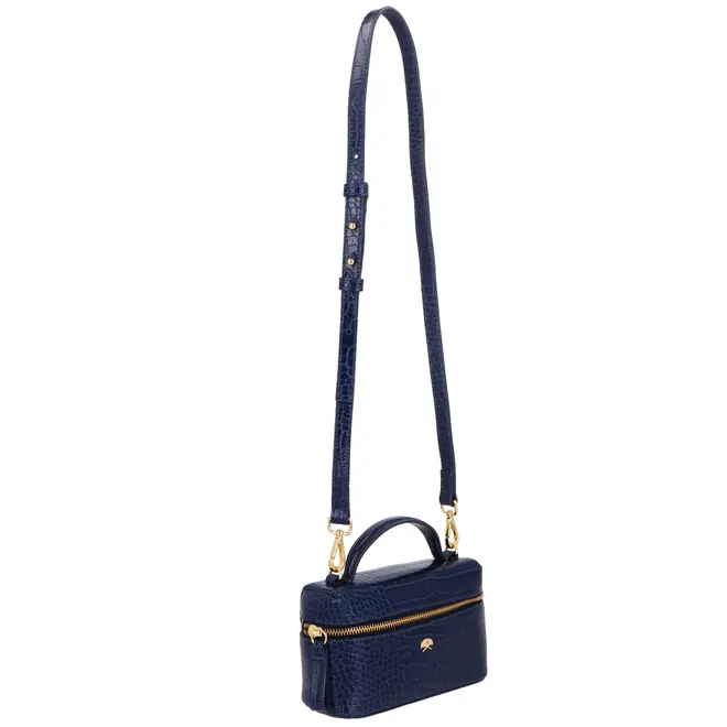 BOLSA PEQUENA VANITY CROCO LUIZA BARCELOS AZUL
