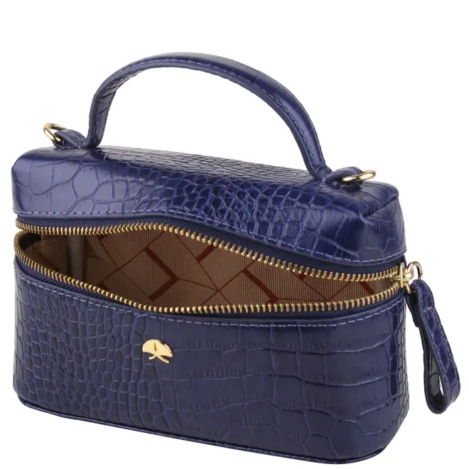 BOLSA PEQUENA VANITY CROCO LUIZA BARCELOS AZUL