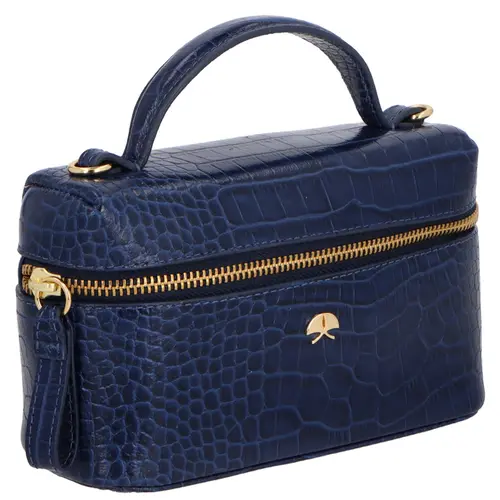 BOLSA PEQUENA VANITY CROCO LUIZA BARCELOS AZUL