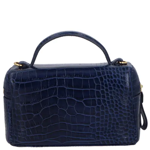 BOLSA PEQUENA VANITY CROCO LUIZA BARCELOS AZUL