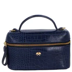 BOLSA PEQUENA VANITY CROCO LUIZA BARCELOS AZUL