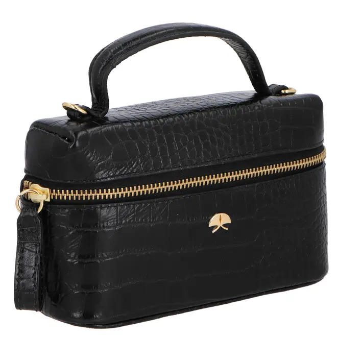 BOLSA PEQUENA VANITY CROCO LUIZA BARCELOS PRETO