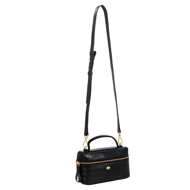 BOLSA PEQUENA VANITY CROCO LUIZA BARCELOS PRETO
