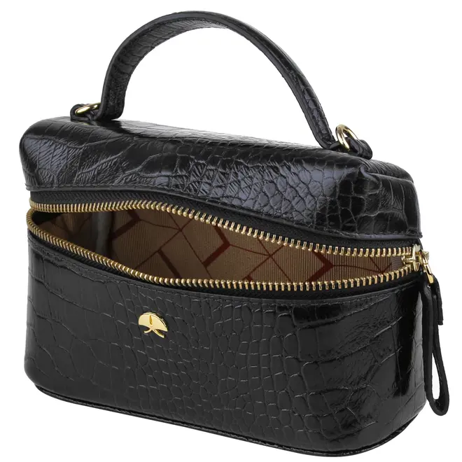 BOLSA PEQUENA VANITY CROCO LUIZA BARCELOS PRETO