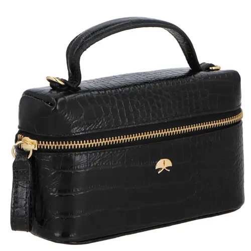 BOLSA PEQUENA VANITY CROCO LUIZA BARCELOS PRETO