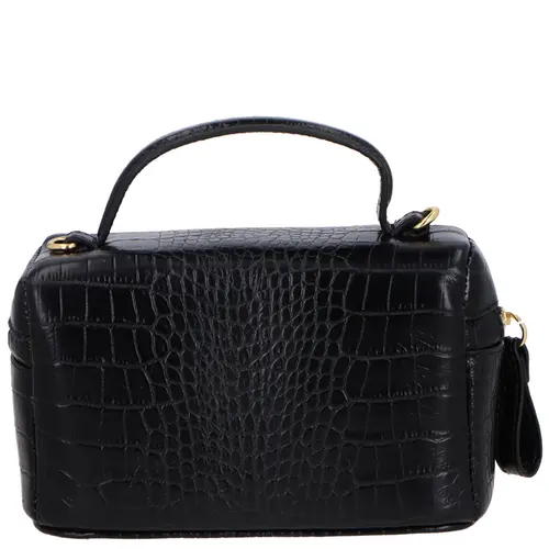 BOLSA PEQUENA VANITY CROCO LUIZA BARCELOS PRETO